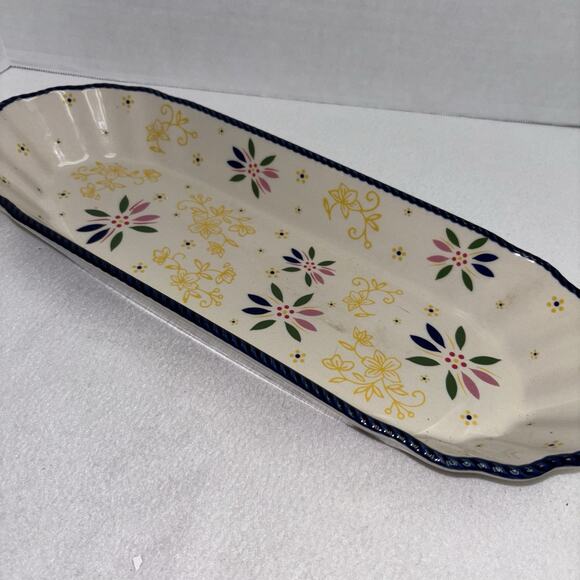Temptations by Tara Classic Old World Blue 16"x6" Oval Confetti Serving Dish New - Picture 2 of 8